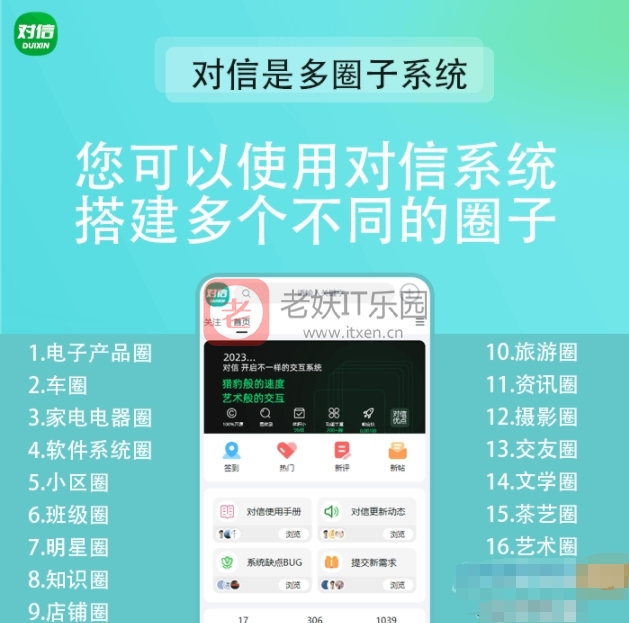 对信开源圈子建站系统 对信开源系统+后台+PC+H5 (多圈) 诚信系统-老妖IT乐园